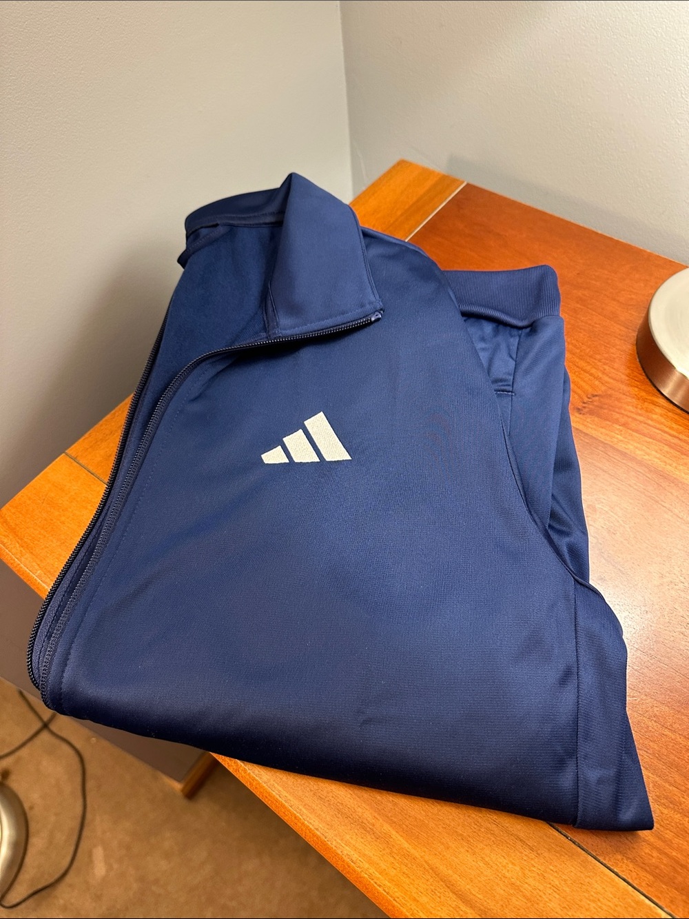adidas Navy Performance Track Jacket with White Stripes - Picture 3 of 3